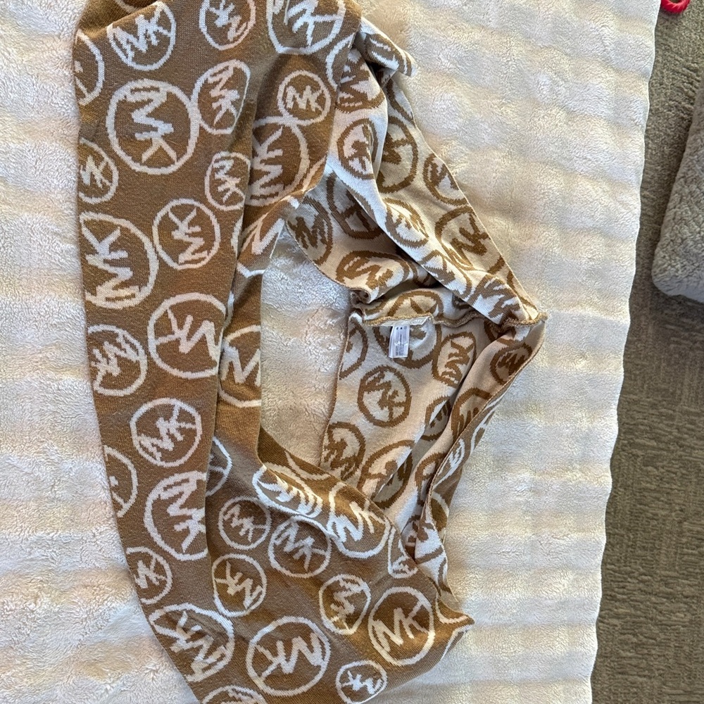 Michael Kors Brown and White Logo Infiniti  Scarf